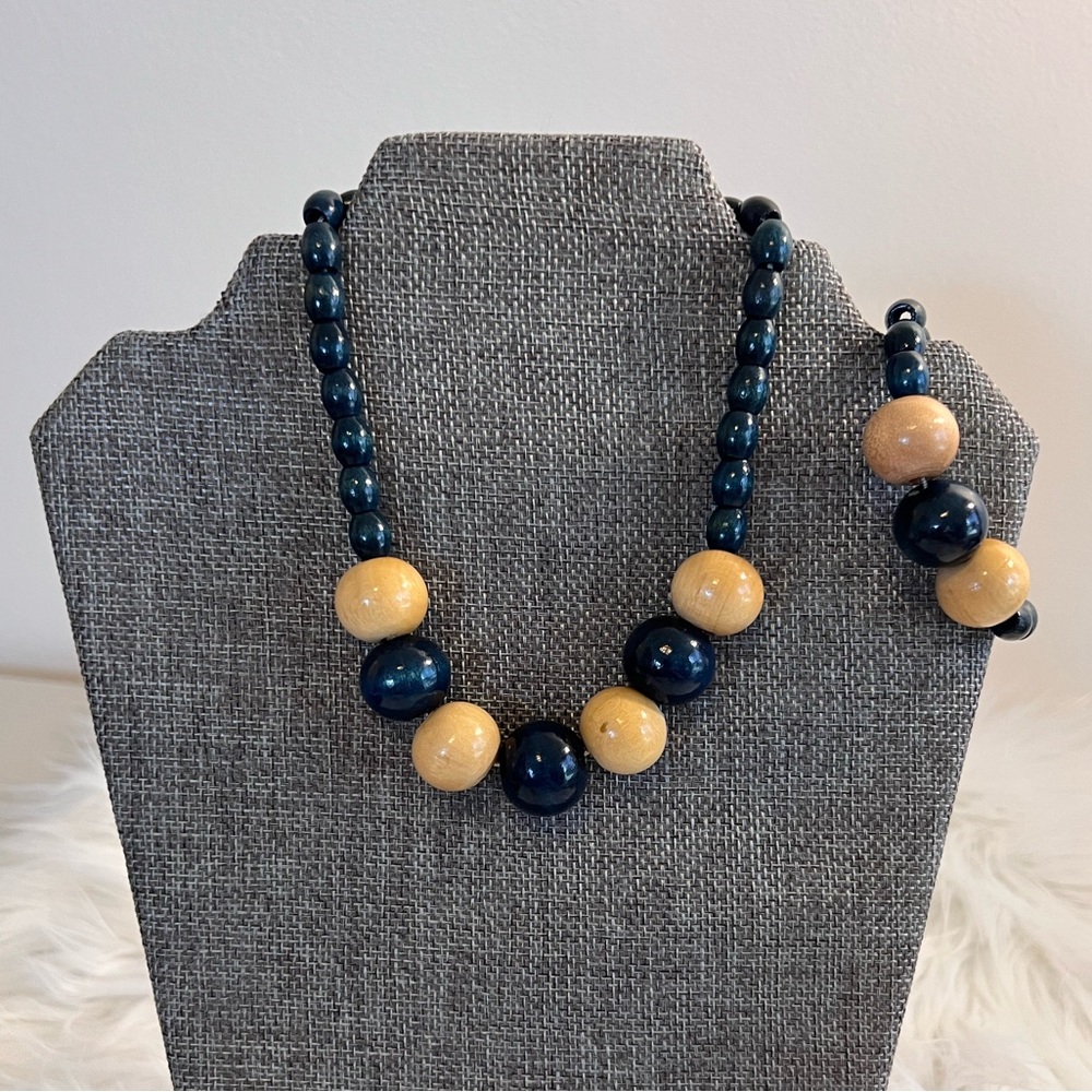 Vintage Handmade Wood Choker Necklace & Bracelet